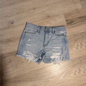 Mudd Light Blue Distressed‎ Jean Shorts with Lace